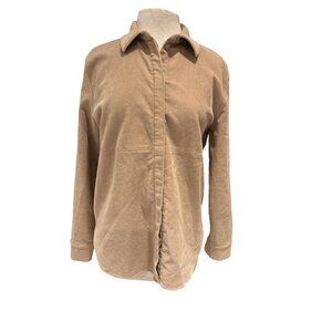 Corduroy Button-Down Shirt By COS Size 12 Tan Long Sleeve
